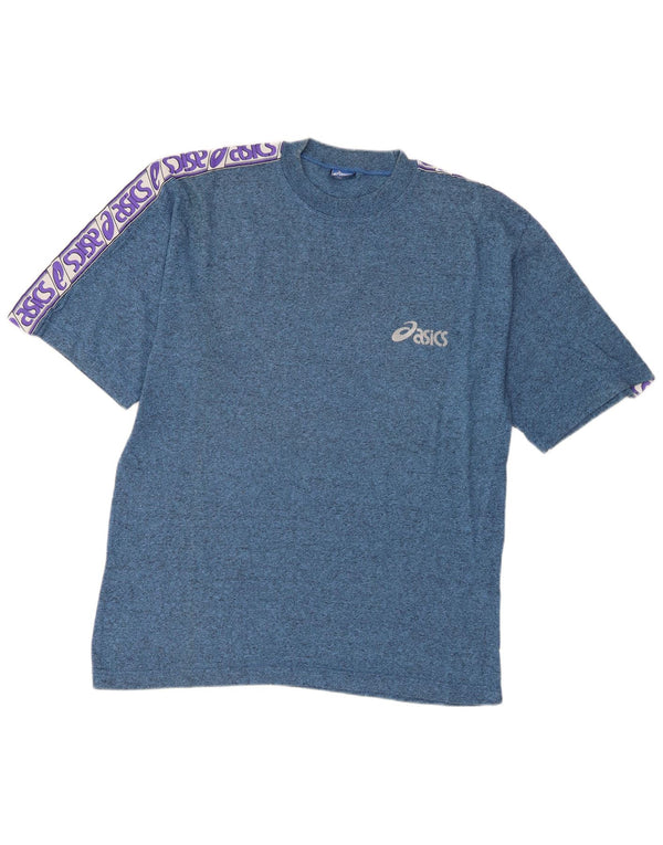 T-shirt grafica da uomo Asics Top XL in cotone chiazzato blu