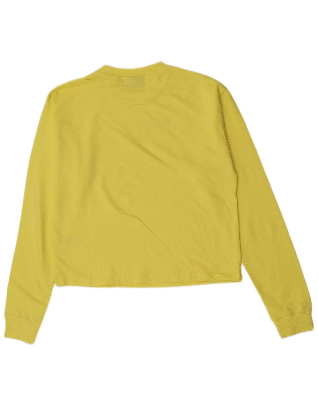 Top corto grafico da donna Fila manica lunga UK 14 cotone giallo medio