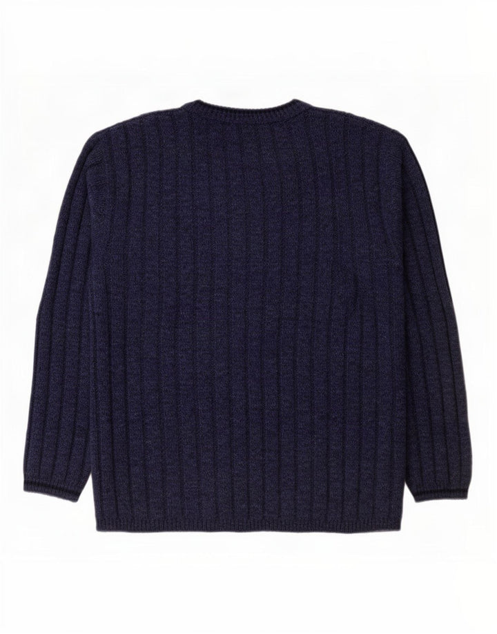 Maglione Lee da uomo con scollo a V XL in acrilico screziato blu navy