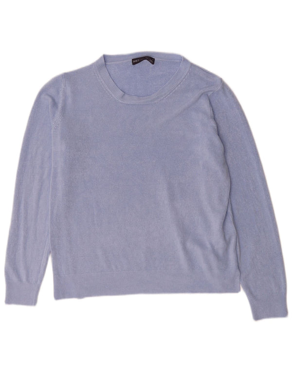 Maglione maglione con scollo a barca da donna Marks & Spencer UK 16 grande acrilico blu