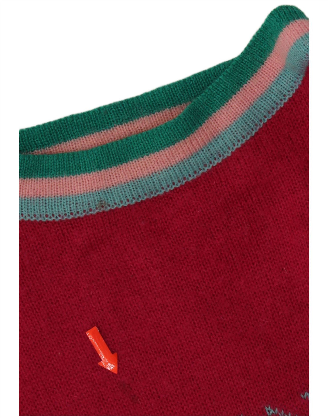 Maglione maglione girocollo da donna vintage IT 46 grande rosa geometrico