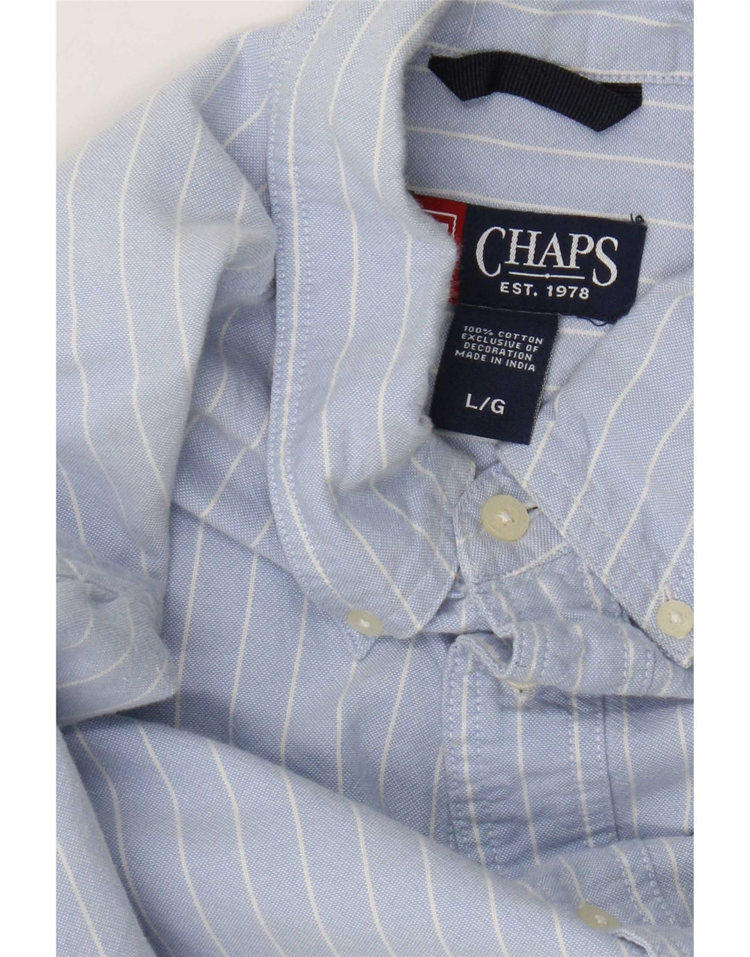 Camicia Uomo Chaps Large Blu Gessato In Cotone