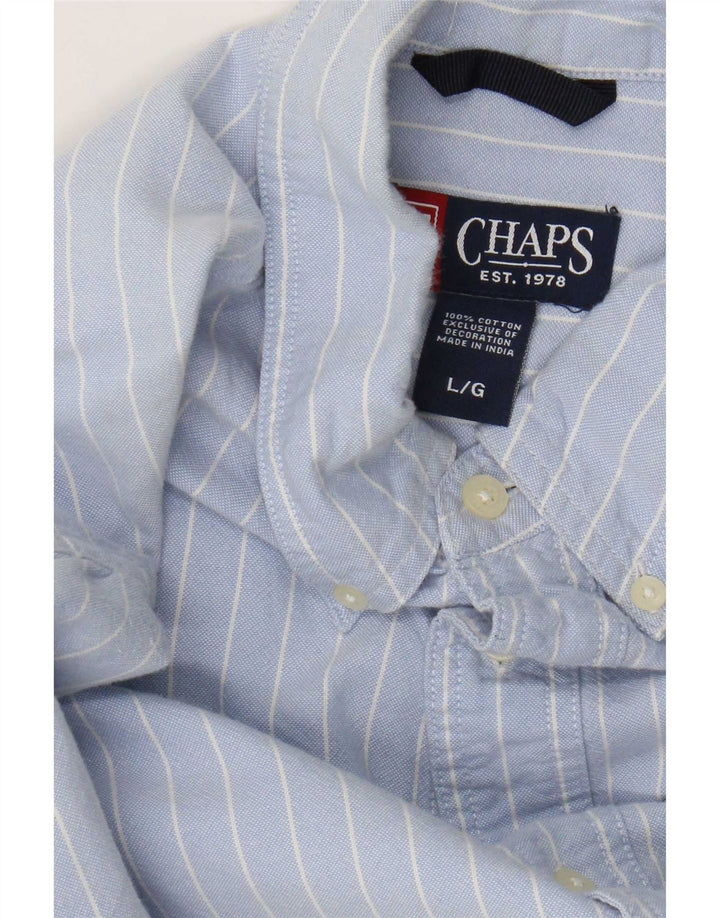 Camicia Uomo Chaps Large Blu Gessato In Cotone
