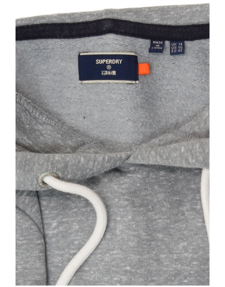 Felpa con cappuccio da donna Superdry UK 14 Large in poliestere chiazzato grigio