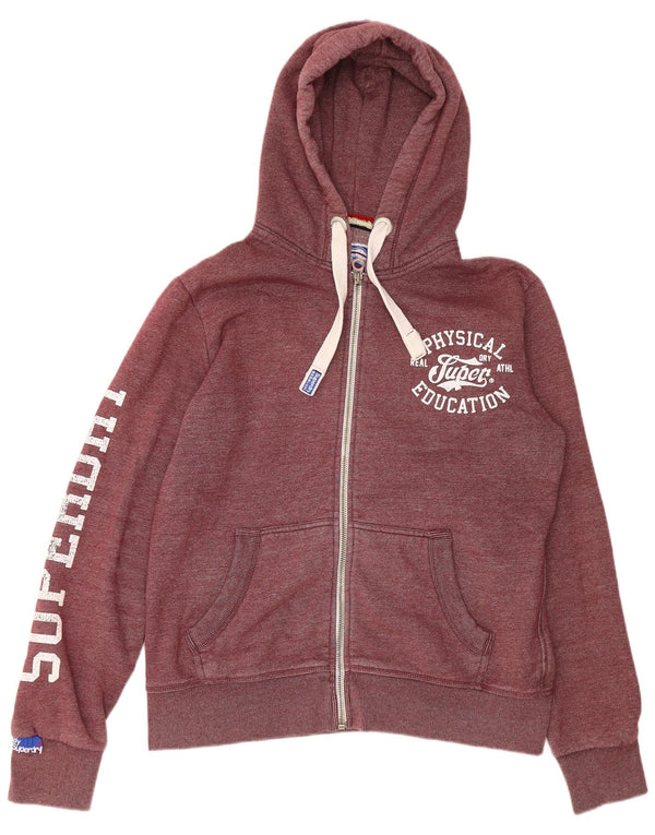 Felpa con cappuccio e zip grafica da uomo Superdry XL in cotone bordeaux