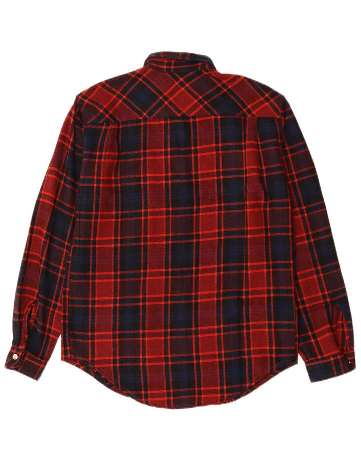 Camicia vintage da uomo in flanella di cotone a quadri rossi medi