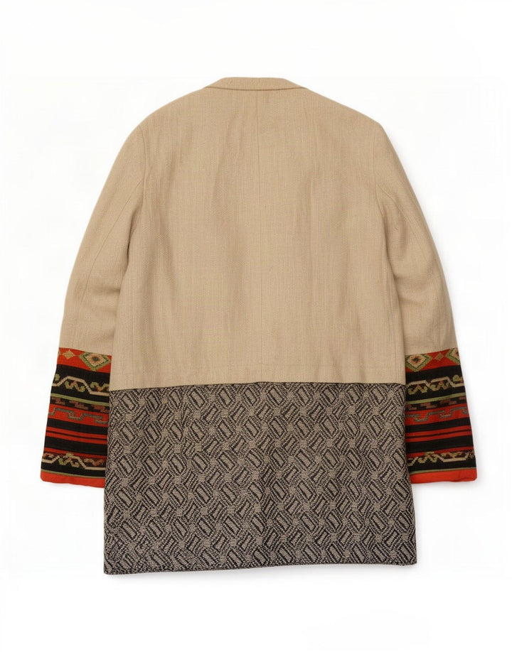 Cappotto aperto da donna Zara UK 14 Lino geometrico beige grande