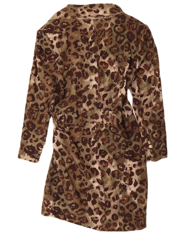 Abito tubino a maniche lunghe da donna Les Copains UK 14 Grande stampa animalier kaki