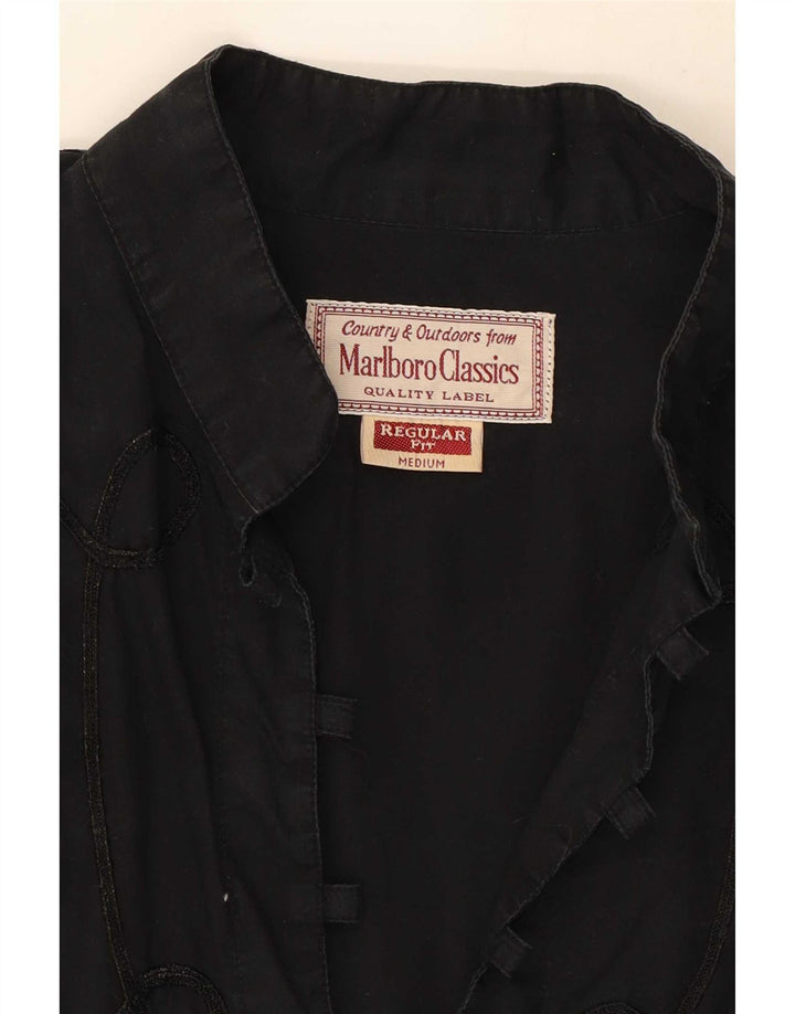 Top tunica a maniche lunghe da donna Marlboro Classics UK 14 Medium Black Paisley
