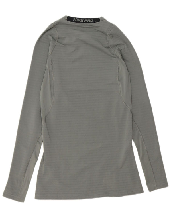 Nike Dri Fit Graphic Top manica lunga da uomo UK 14 Poliestere grigio medio