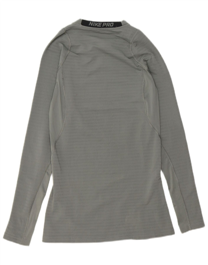 Nike Dri Fit Graphic Top manica lunga da uomo UK 14 Poliestere grigio medio