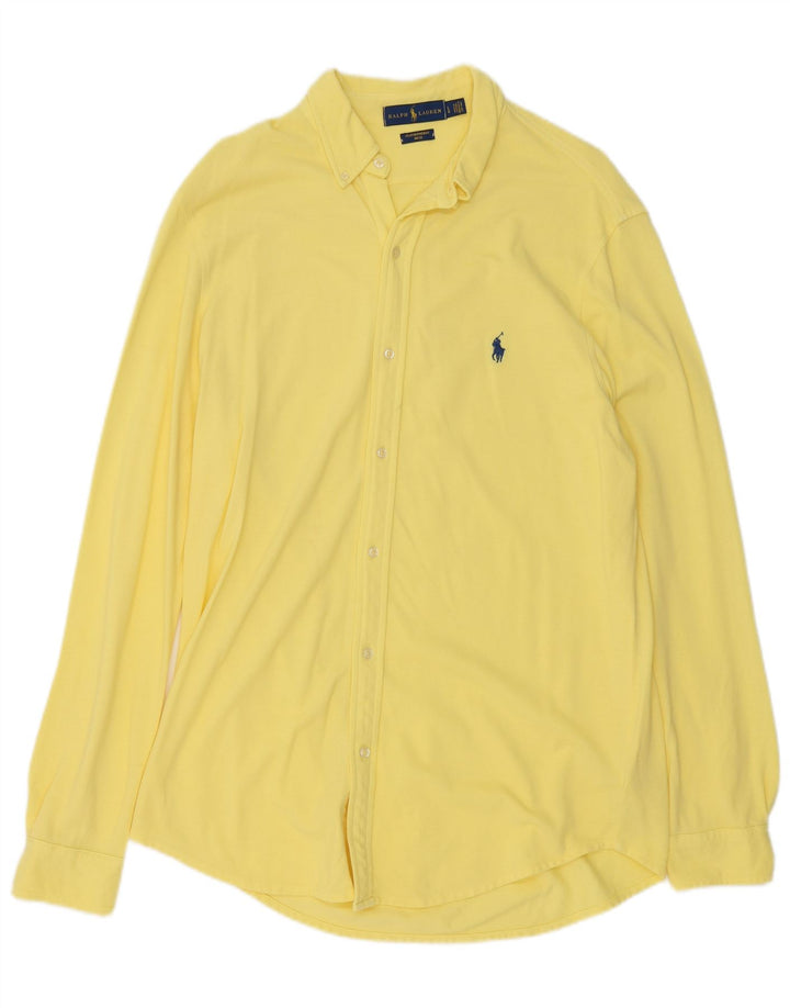 Ralph Lauren Camicia da uomo in rete leggera piuma di grandi dimensioni in cotone giallo