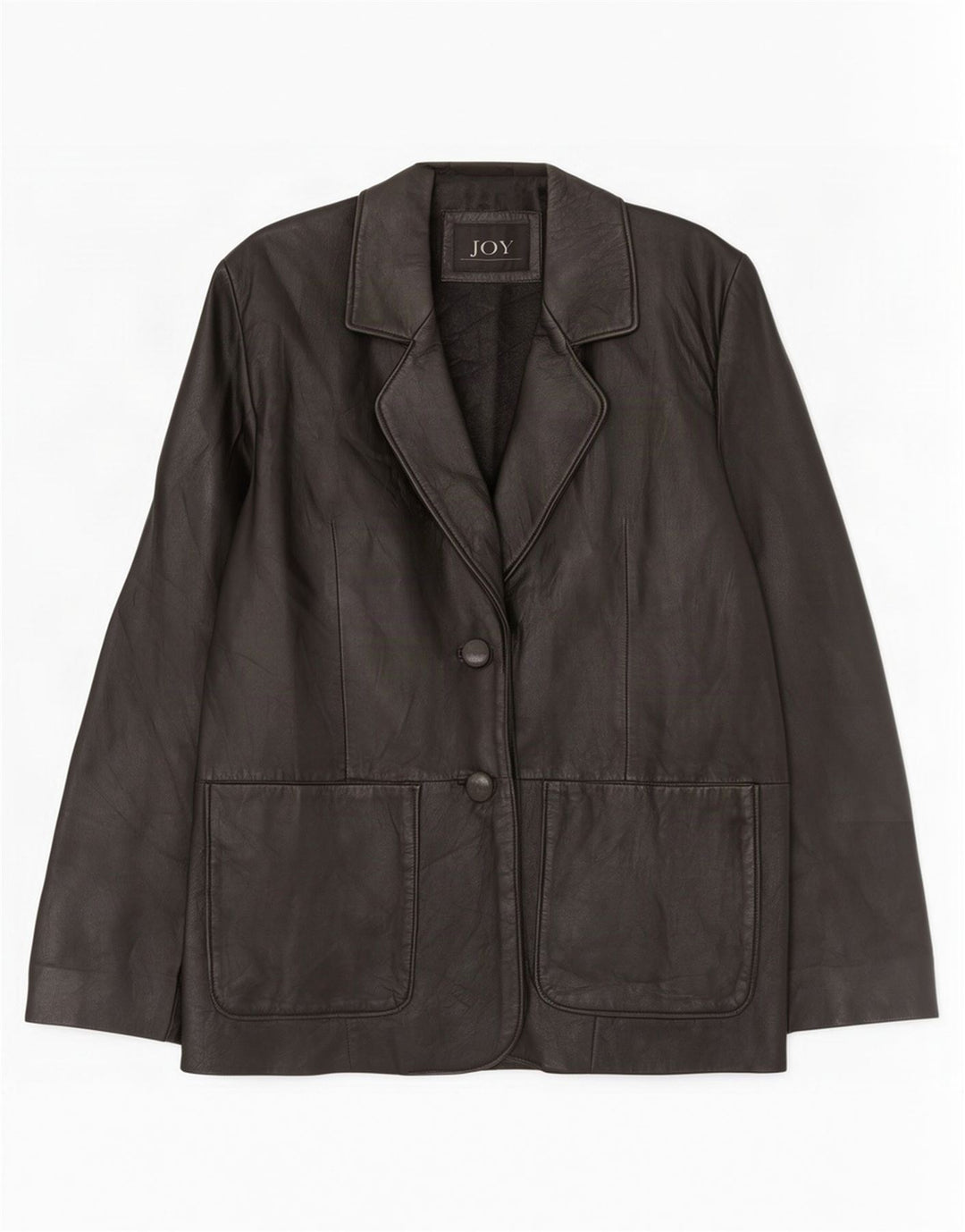 Giacca blazer in pelle da donna a 2 bottoni Joy EU 42 grande nera
