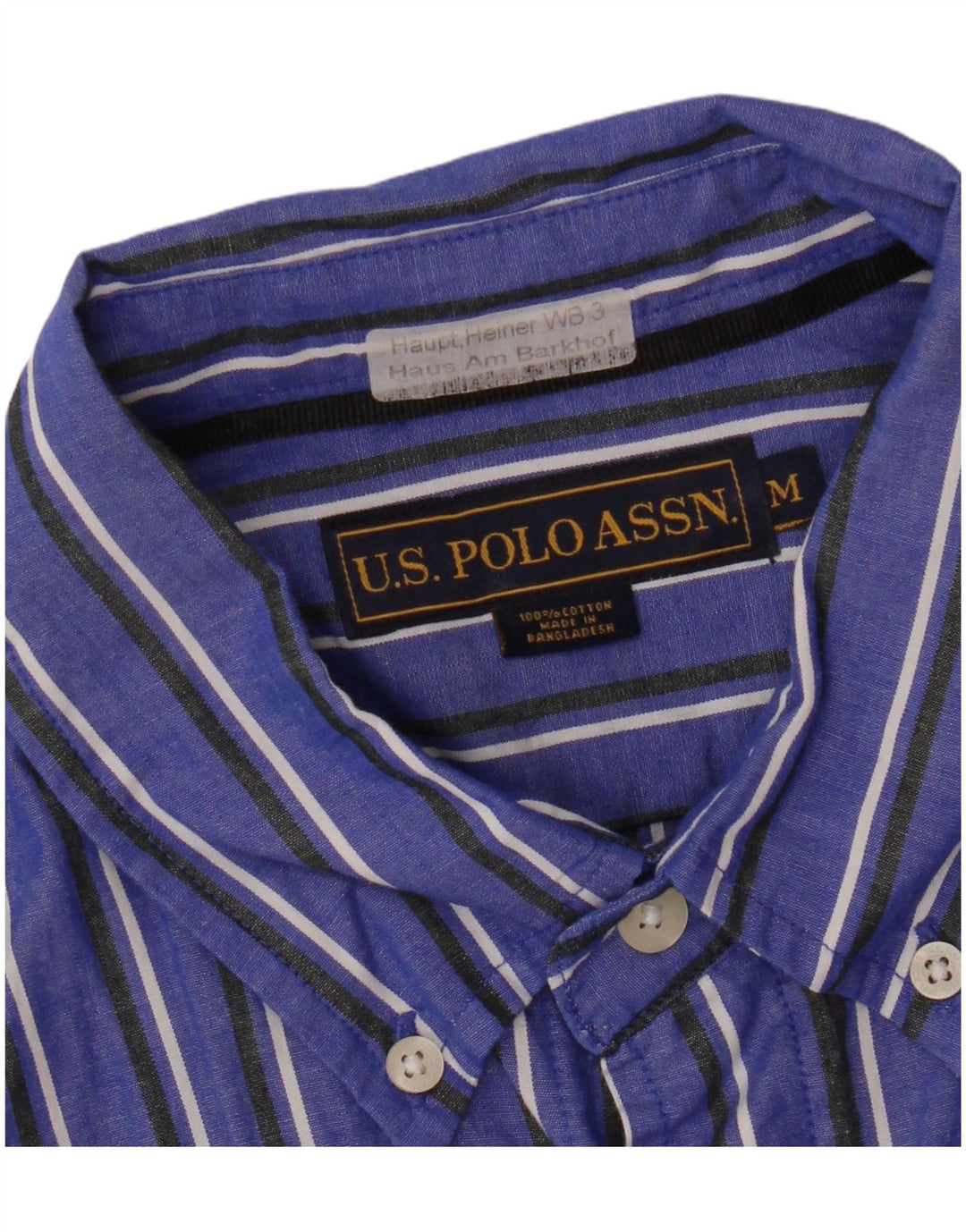 POLO ASSN. Camicia da uomo in cotone gessato blu medio