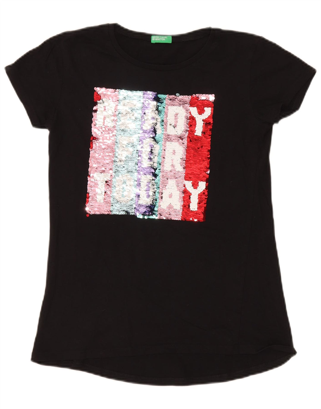 T-shirt grafica da donna Benetton Top UK 10 piccola nera
