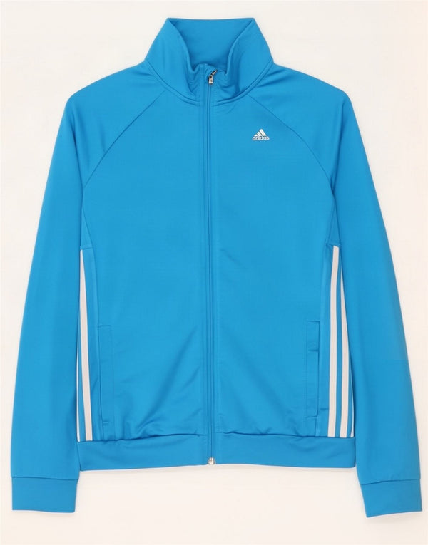 Adidas Womens Climalite Tracksuit Top Jacket UK 8/10 Small Blue Polyester