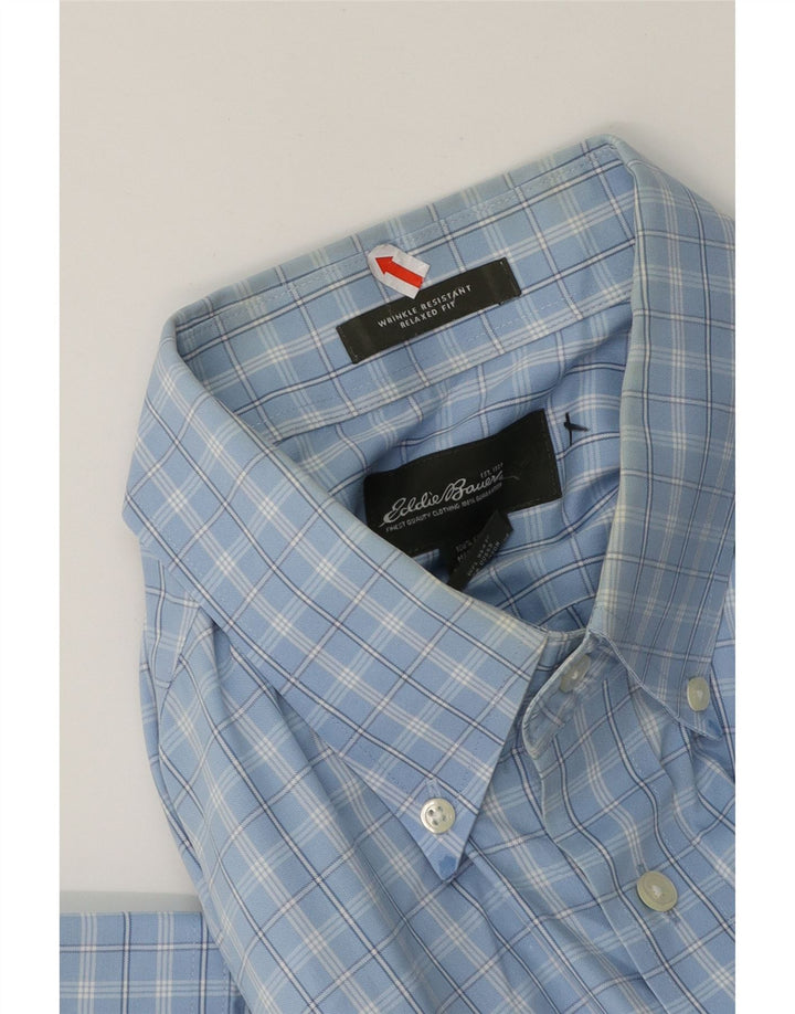EDDIE BAUER Mens Tall Relaxed Fit Shirt Large Blue Check Cotton Vintage Eddie Bauer and Second-Hand Eddie Bauer from Messina Hembry 