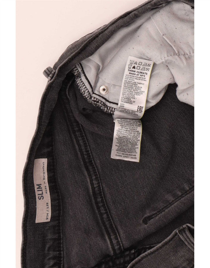Jeans slim da uomo Marks & Spencer W34 L29 cotone grigio