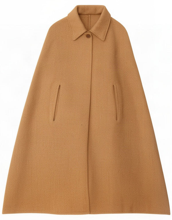 Cappotto vintage da donna a mantella UK 20 2XL Beige a spina di pesce