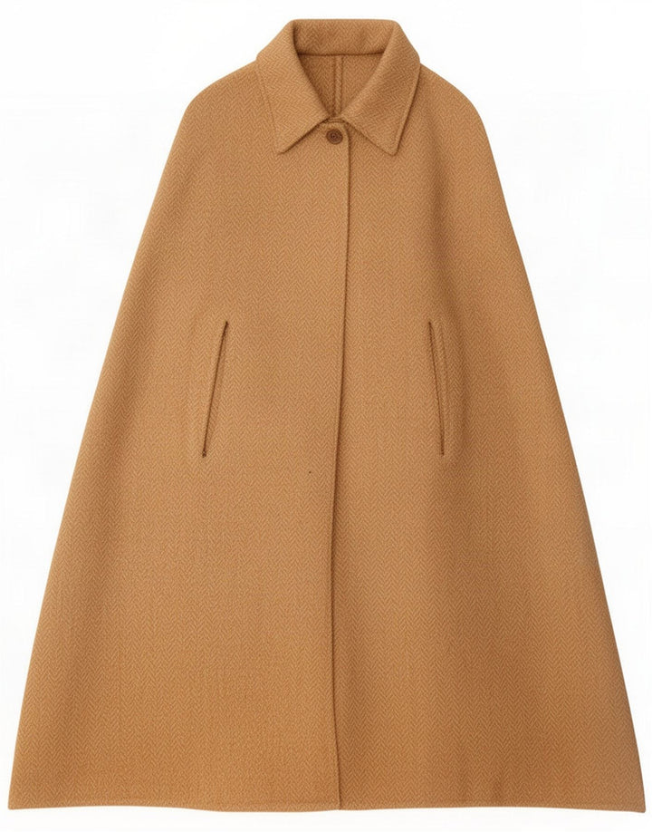Cappotto vintage da donna a mantella UK 20 2XL Beige a spina di pesce