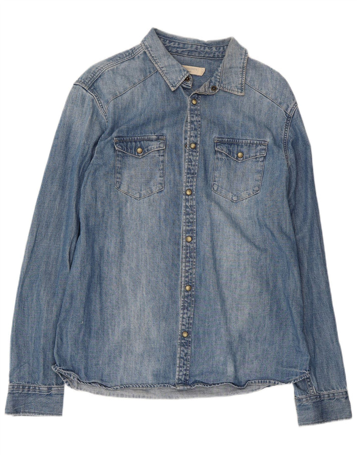 Camicia di jeans da uomo All Saints grande in cotone blu