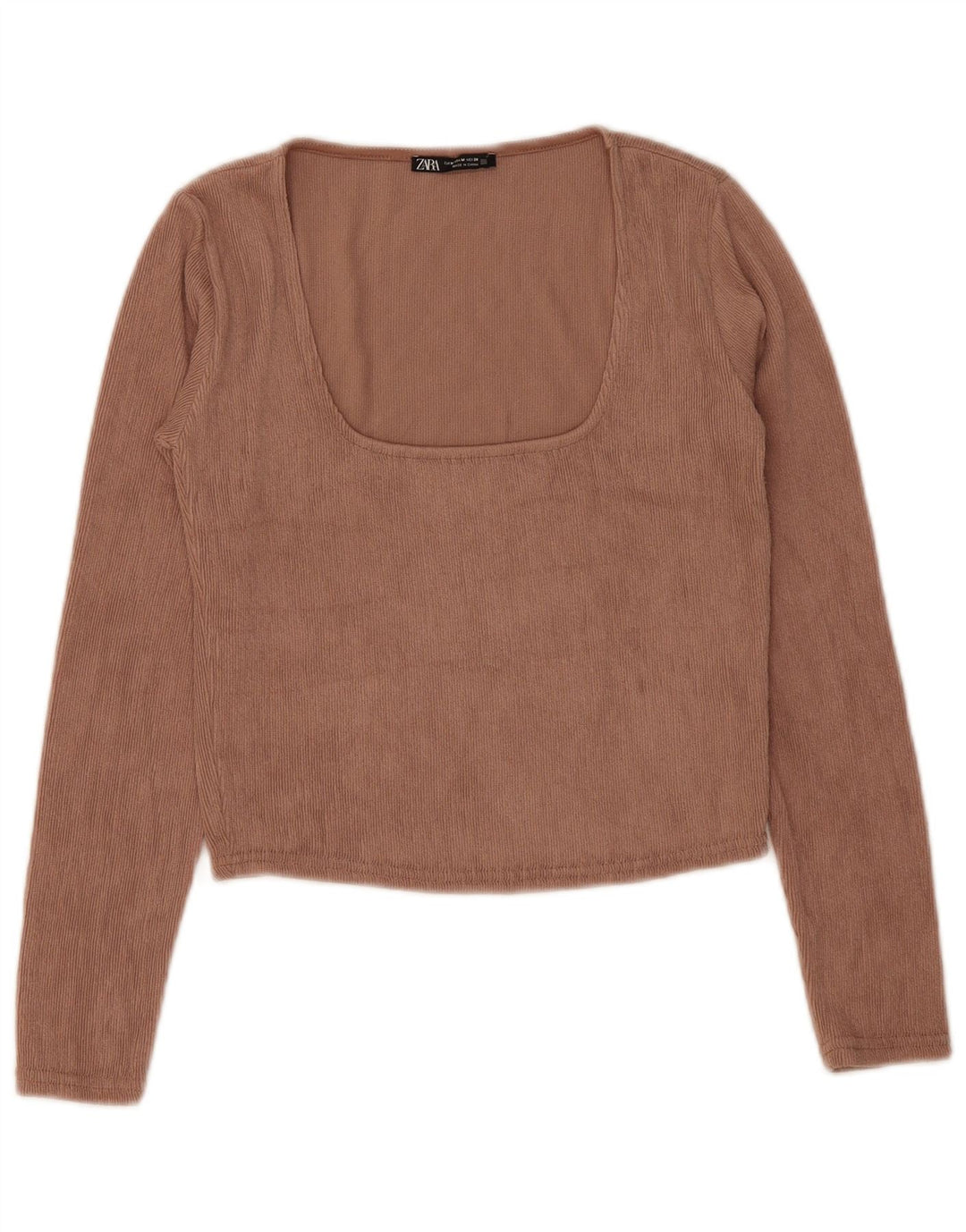 Top corto da donna Zara a maniche lunghe UK 12 Poliestere marrone medio