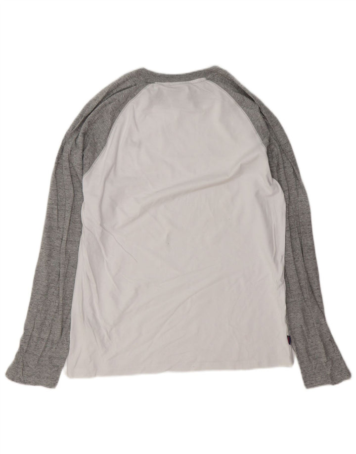 SUPERDRY Top da uomo a maniche lunghe in cotone color block bianco grande