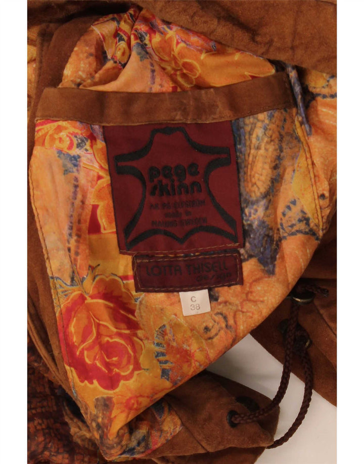 Giacca vintage in pelle scamosciata dal taglio ampio da donna EU 38 in pelle marrone medio