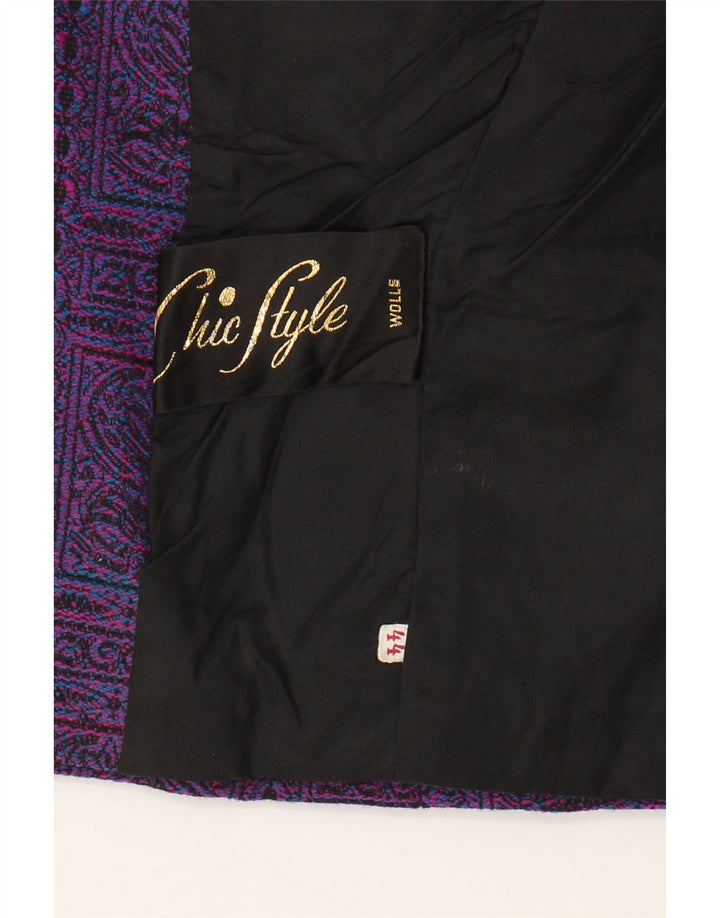 VINTAGE Womens Open Blazer Jacket IT 44 Medium Purple Floral Vintage Vintage and Second-Hand Vintage from Messina Hembry 