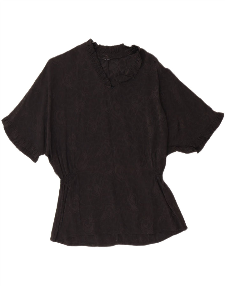VINTAGE Womens Blouse Top UK 10 Small Black Paisley Vintage Vintage and Second-Hand Vintage from Messina Hembry 