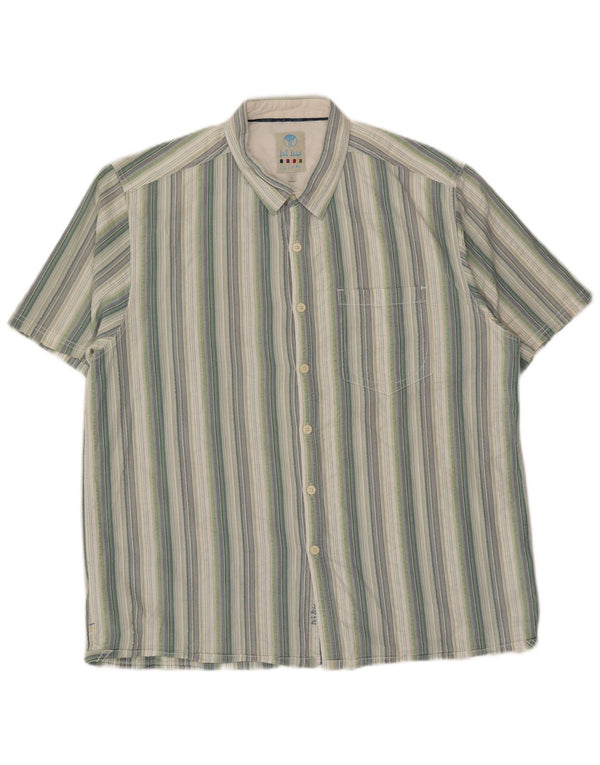 Camicia a maniche corte da uomo Fat Face XL in cotone a righe verdi