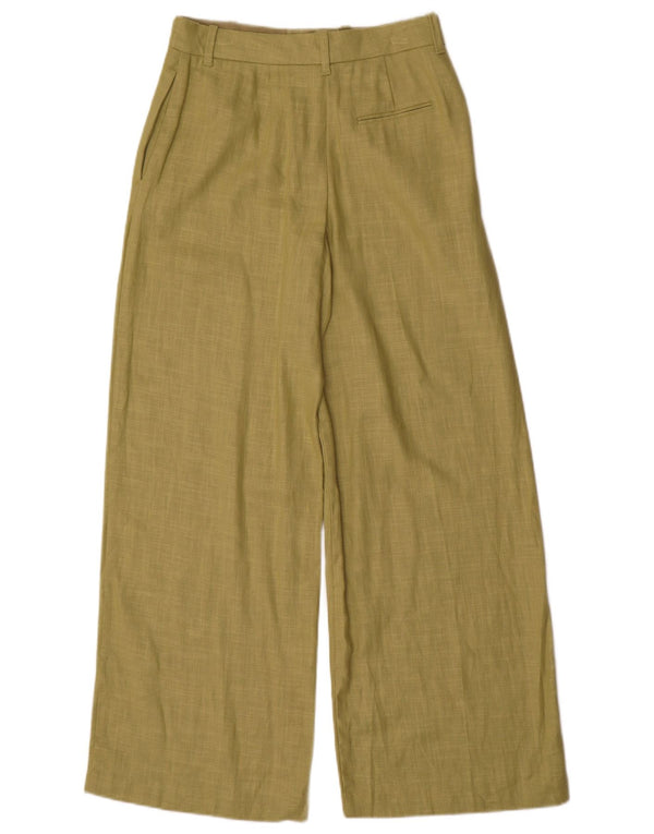 Pantaloni chino a gamba larga da donna Marks & Spencer UK 8 piccoli W26 L29 verdi