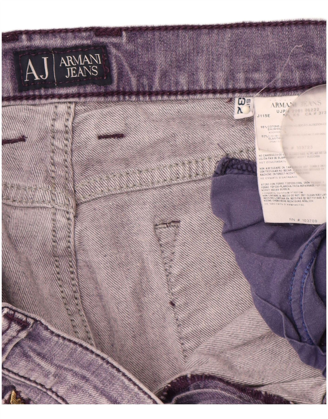 Jeans dritti da donna ARMANI W32 L29 cotone viola