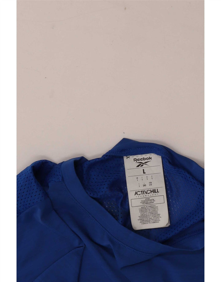 T-shirt grafica Reebok da uomo alta, grande, in nylon blu