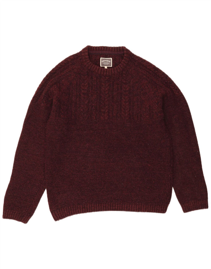 Maglione girocollo da uomo Fat Face in lana bordeaux media