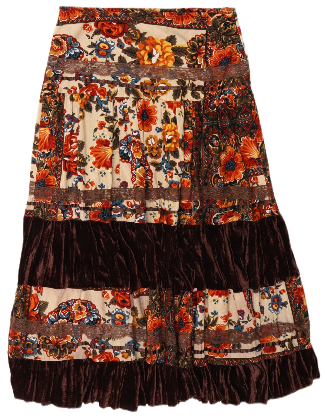 Gonna a strati vintage da donna W32 grande floreale multicolore