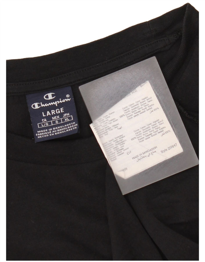 T-shirt grafica da uomo Champion Top grande in cotone nero