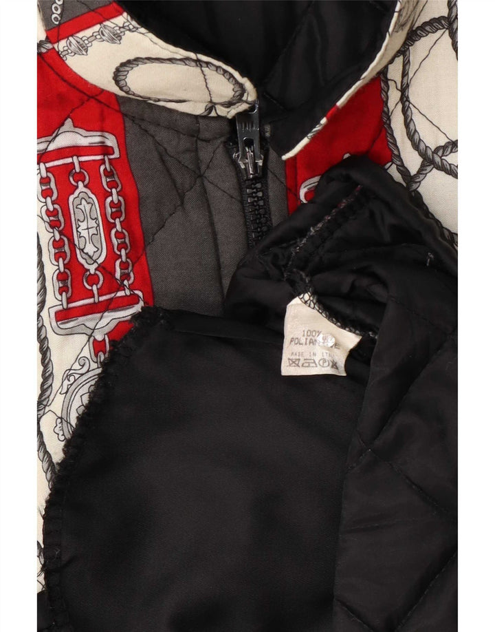 Gilet trapuntato vintage da donna con motivo astratto UK 14 grande multicolore