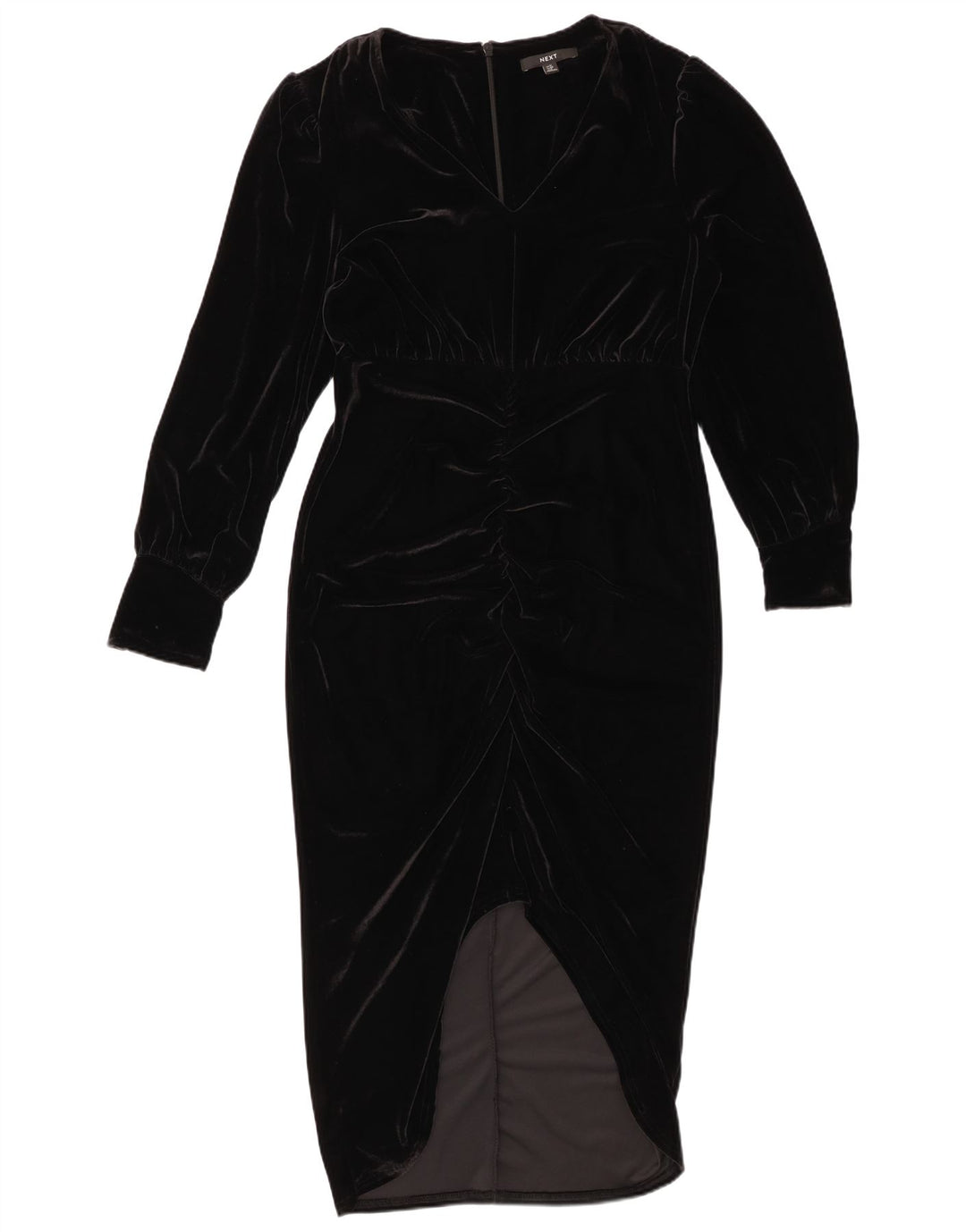 SUCCESSIVO Abito aderente a maniche lunghe in velluto da donna UK 12 Poliestere nero medio