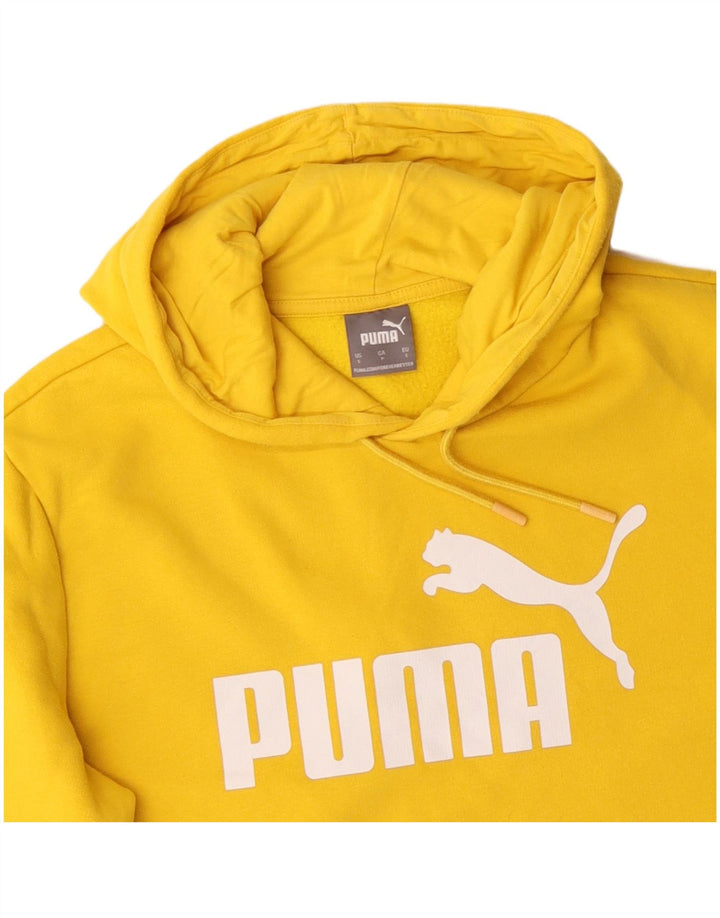 Felpa con cappuccio grafica PUMA da uomo piccola in cotone giallo