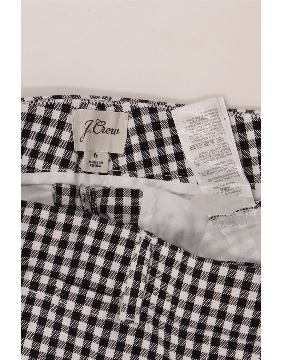 Pantaloncini chino da donna J. CREW US 6 medi W30 cotone a quadretti neri
