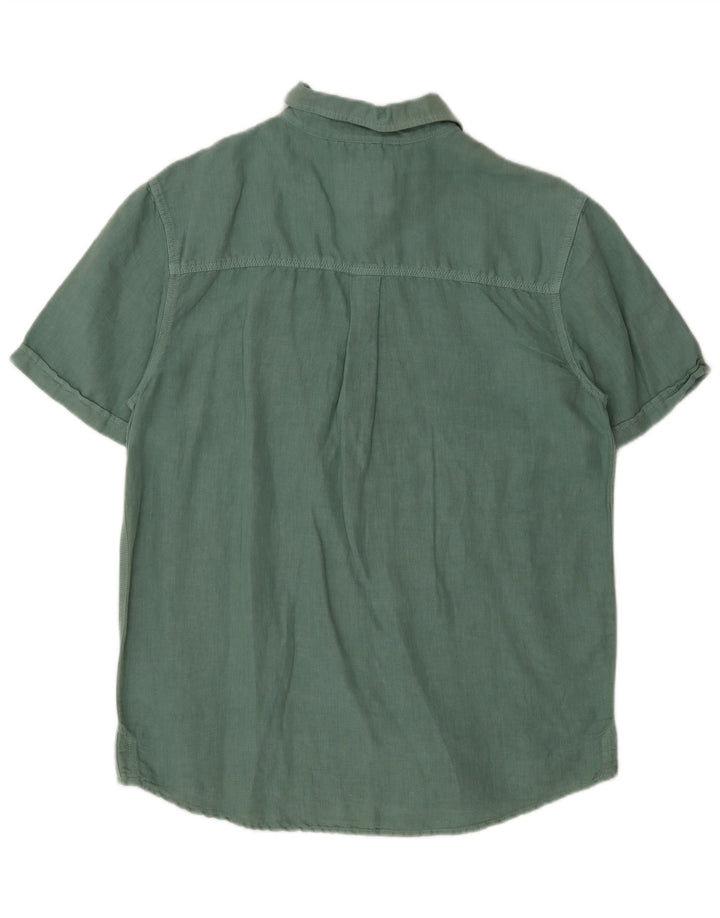 Camicia a maniche corte da uomo Weird Fish Lino verde medio