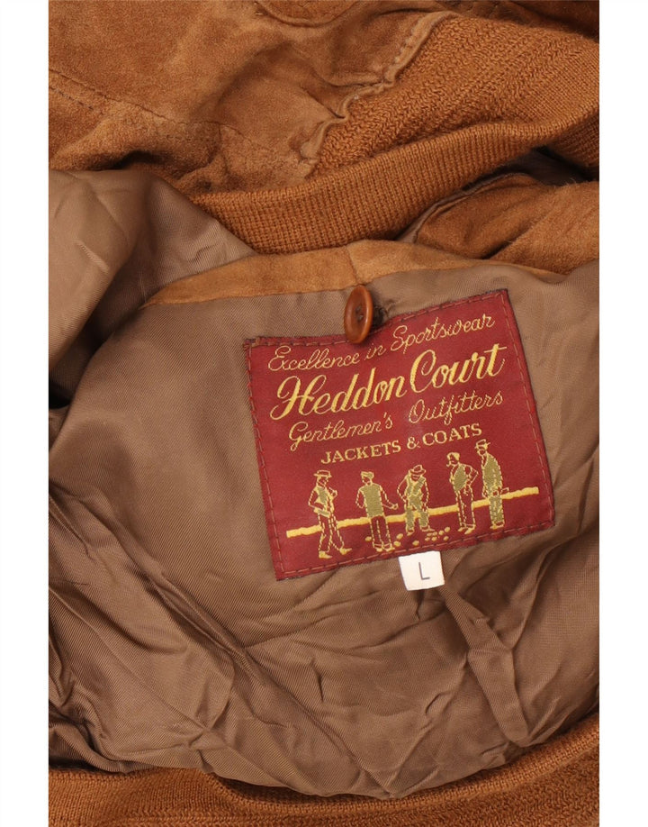 Giubbotto bomber in pelle scamosciata vintage da uomo UK 40 grande marrone