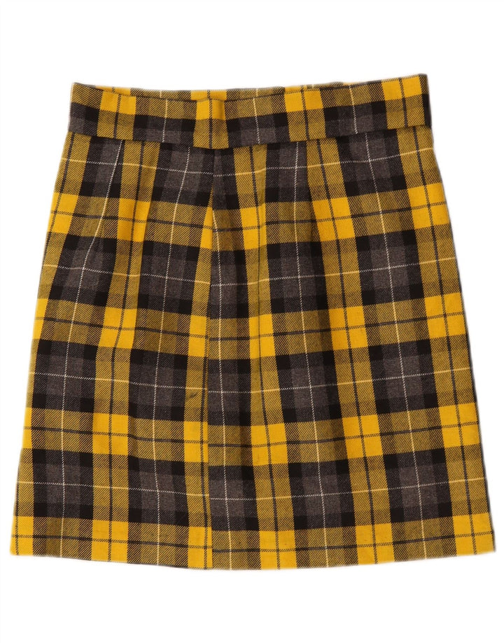 Minigonna vintage da donna W28 a quadri gialli medi