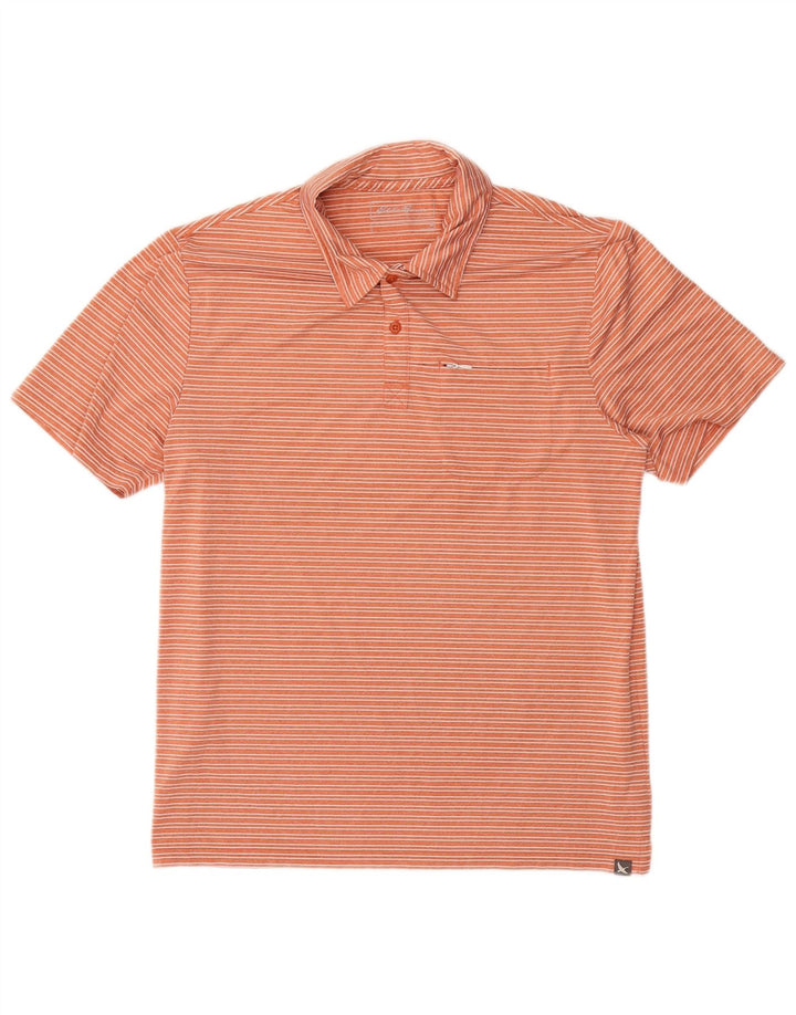 Polo da uomo Eddie Bauer in poliestere a righe arancioni medie