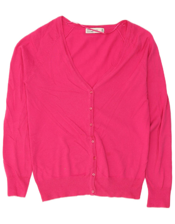 Maglione cardigan da donna Zara UK 14 grande cotone rosa