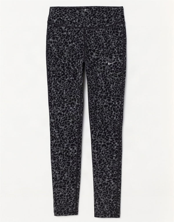 Leggings Nike Dri Fit da donna UK 8 piccolo poliestere grigio con stampa animalier