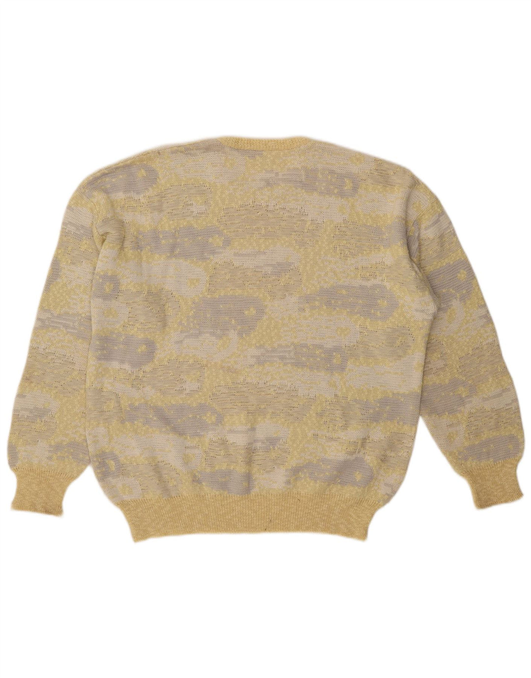Maglione girocollo da uomo vintage con motivo astratto IT 54 XL Giallo