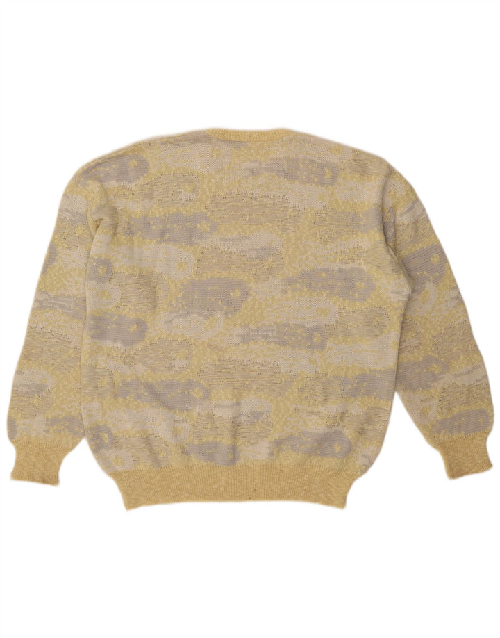 Maglione girocollo da uomo vintage con motivo astratto IT 54 XL Giallo