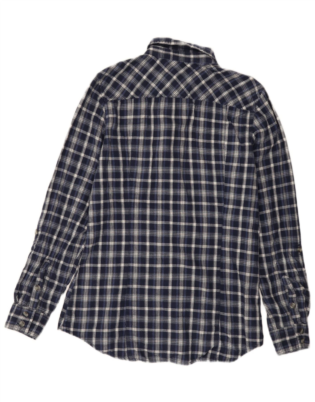 Camicia di flanella da donna Eddie Bauer UK 14 Cotone a quadri blu navy medio